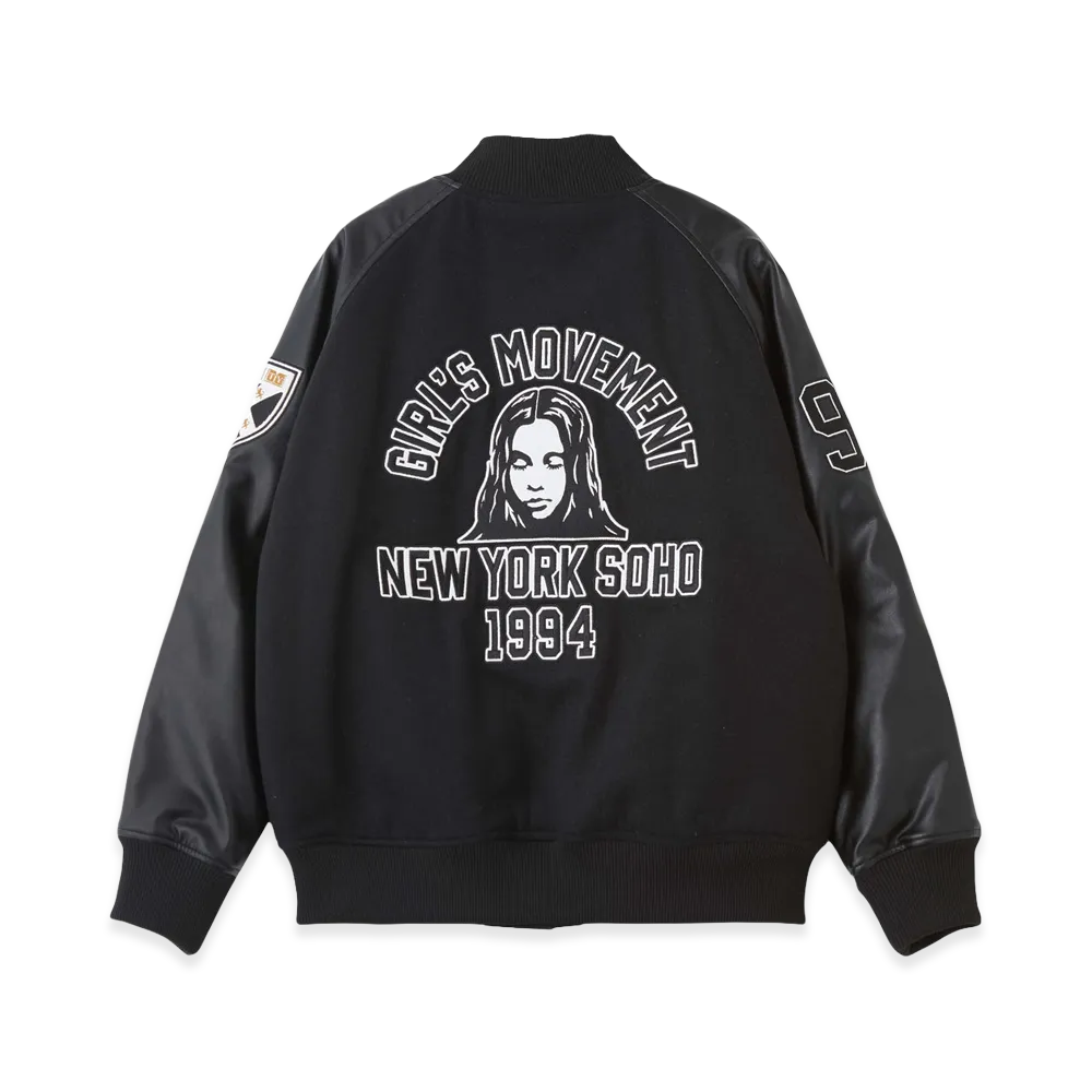X-Girl Women's Face Patch Stadium Jacket "Black"