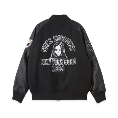 X-Girl Women's Face Patch Stadium Jacket "Black"