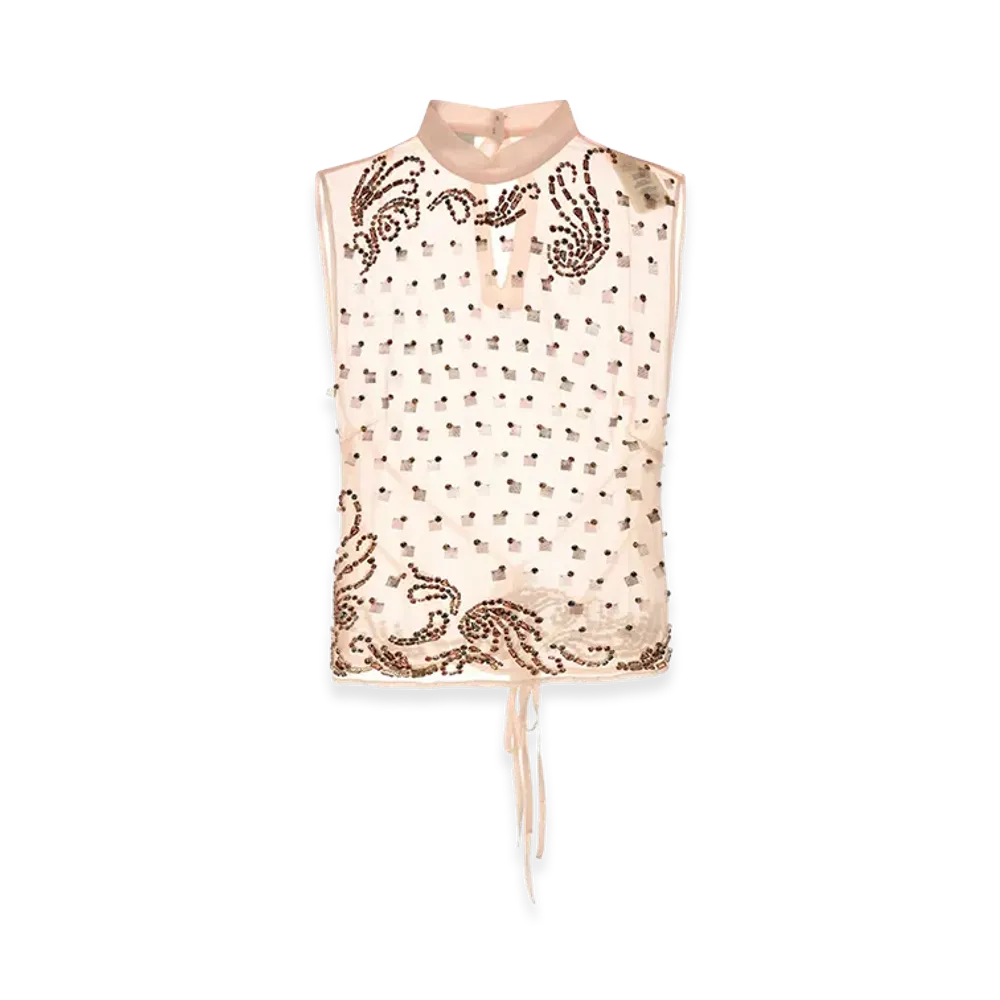 DRIES VAN NOTEN Women's Crepe Carmasa Top "Light Pink"