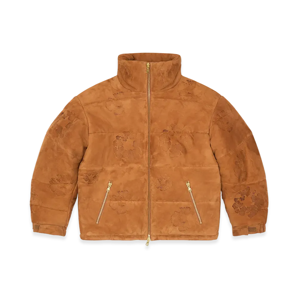 DENIM TEARS Embossed Leather Wreath Puffer "Brown"