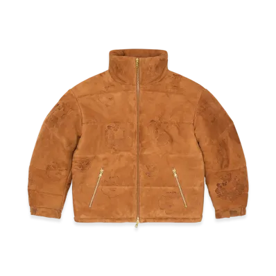 DENIM TEARS Embossed Leather Wreath Puffer "Brown"
