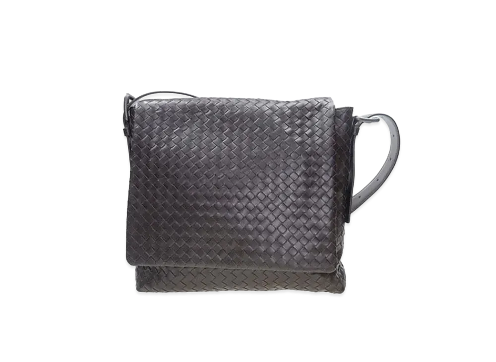 Bottega Veneta Lambskin Shoulder Bag "Dark Brown"