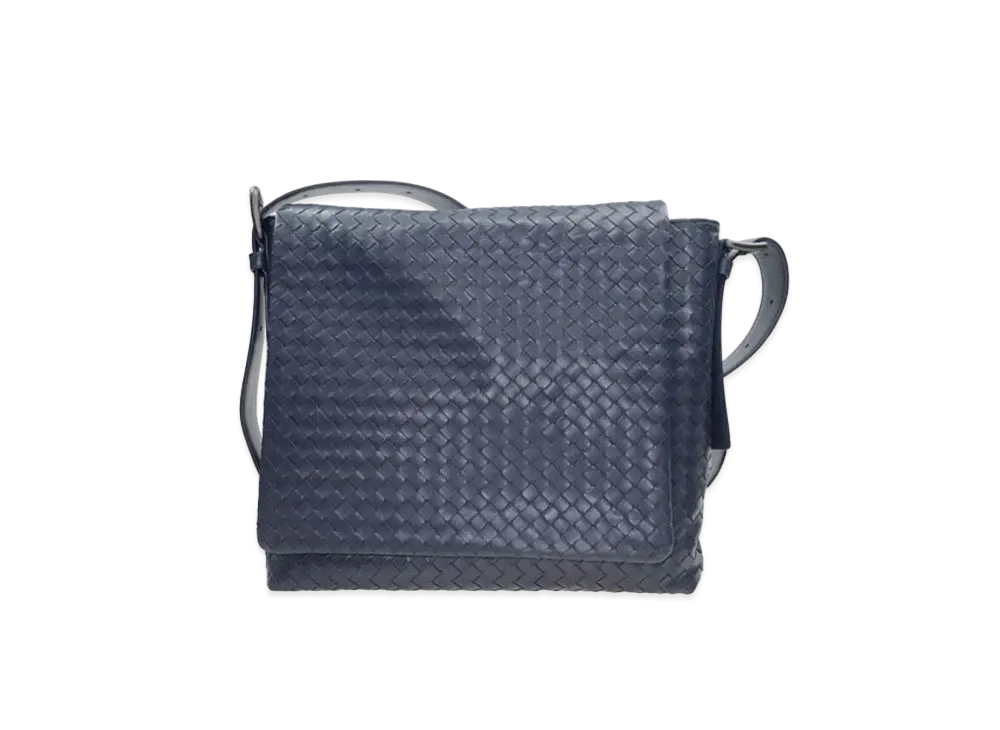 Bottega Veneta Lambskin Shoulder Bag "Dark Blue"