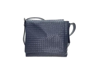 Bottega Veneta Lambskin Shoulder Bag "Dark Blue"