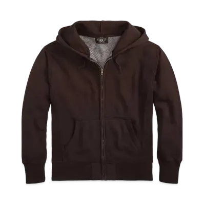 RRL Ralph Lauren Fleece Hull Zip Hoodie "Black"