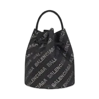 BALENCIAGA Women's Wheel XS Drawstring Bucket Bag "Black"