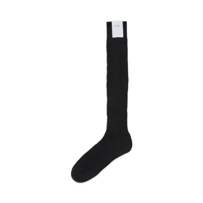 AURALEE Giza Cotton Rib High Socks "Black"