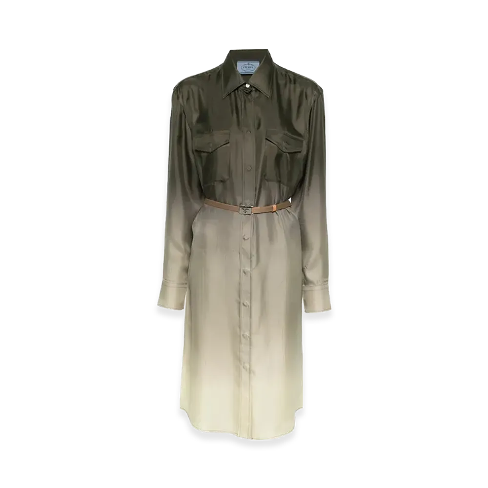 PRADA Women's Twill Shirt Dress "Green"