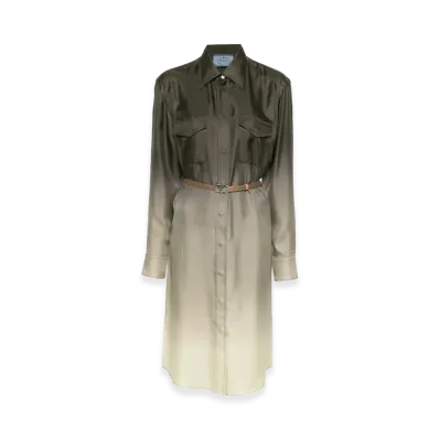 PRADA Women's Twill Shirt Dress "Green"