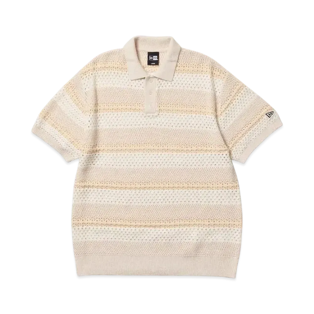 NEW ERA Golf Short Sleeve Summer Knit Mesh Polo Shirt "Off White"
