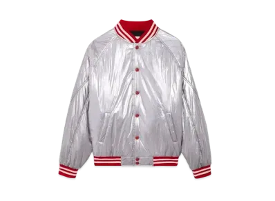 CELINE Nylon Teddy Jacket With Quilted Yoke "Silver"