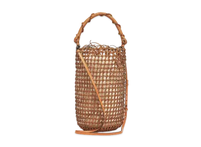 LOEWE Bucket Mesh Bag In Woven Calfskin "Tan"