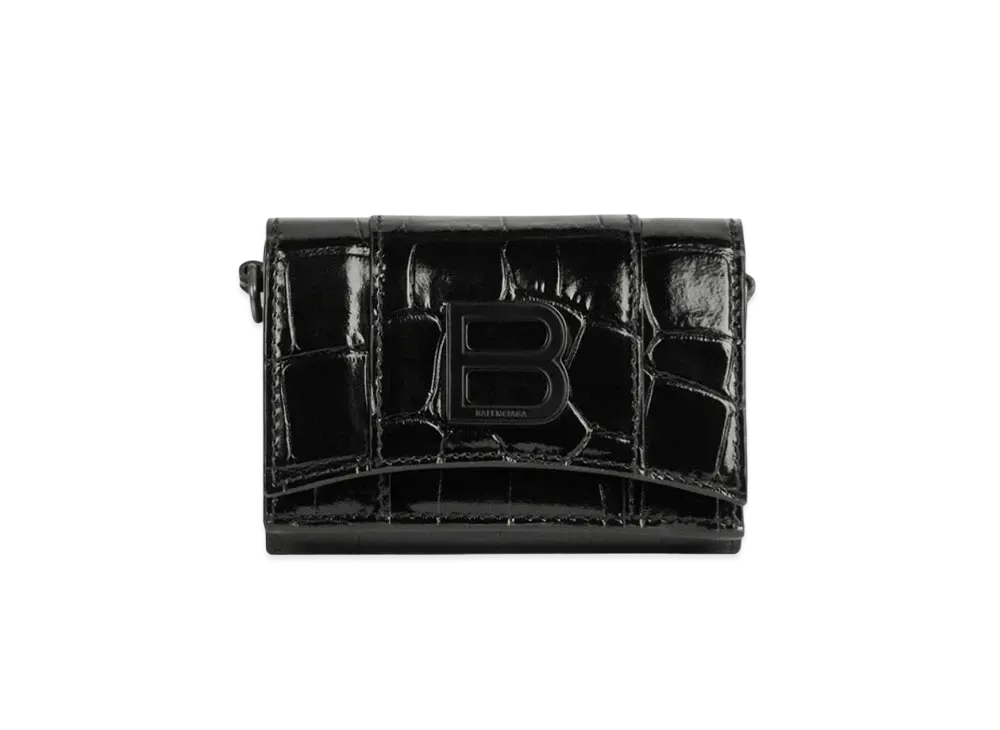 BALENCIAGA Hourglass Mini Wallet On Chain "Black"