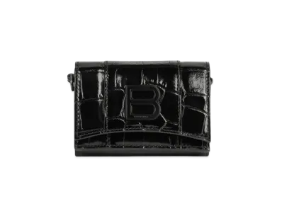 BALENCIAGA Hourglass Mini Wallet On Chain "Black"