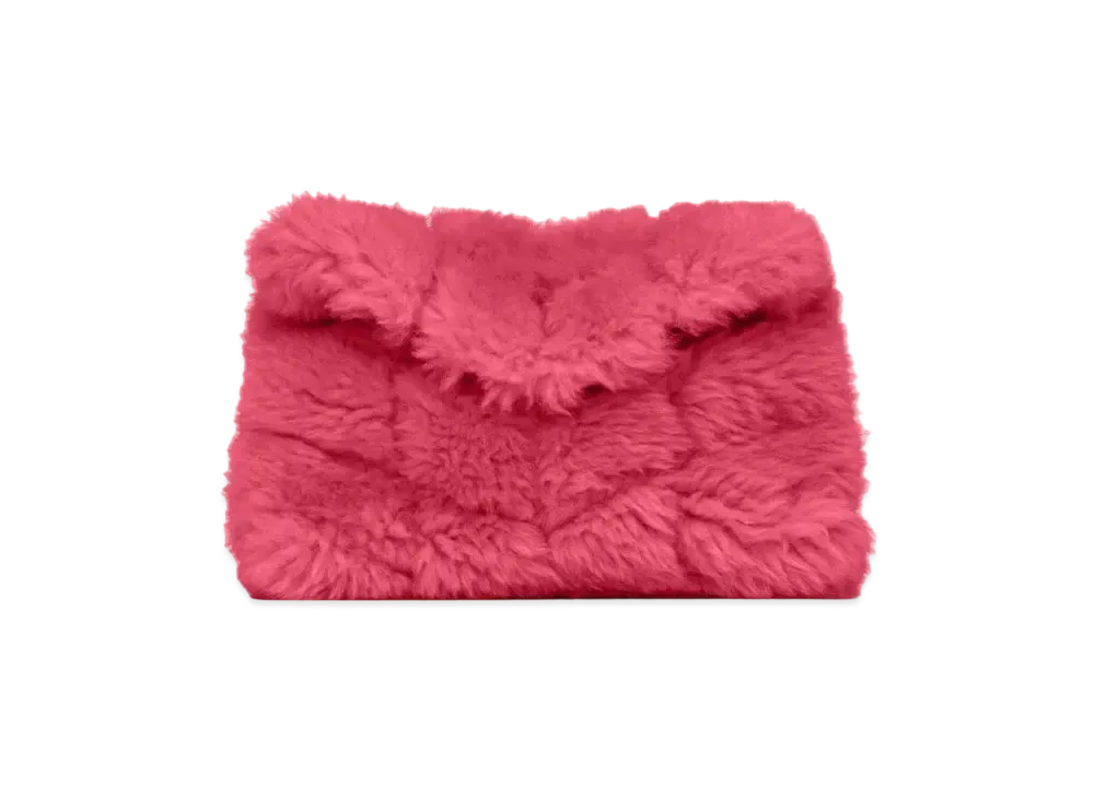 SAINT LAURENT Puffer Small Pouch In Quilted Shearling And Lambskin "Fuchsia"
