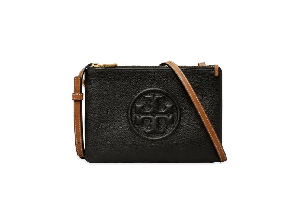 Tory Burch Perry Bombe Double-Zip Crossbody "Black"