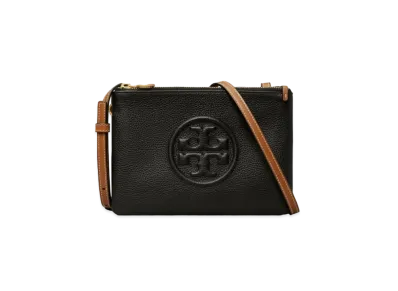 Tory Burch Perry Bombe Double-Zip Crossbody "Black"
