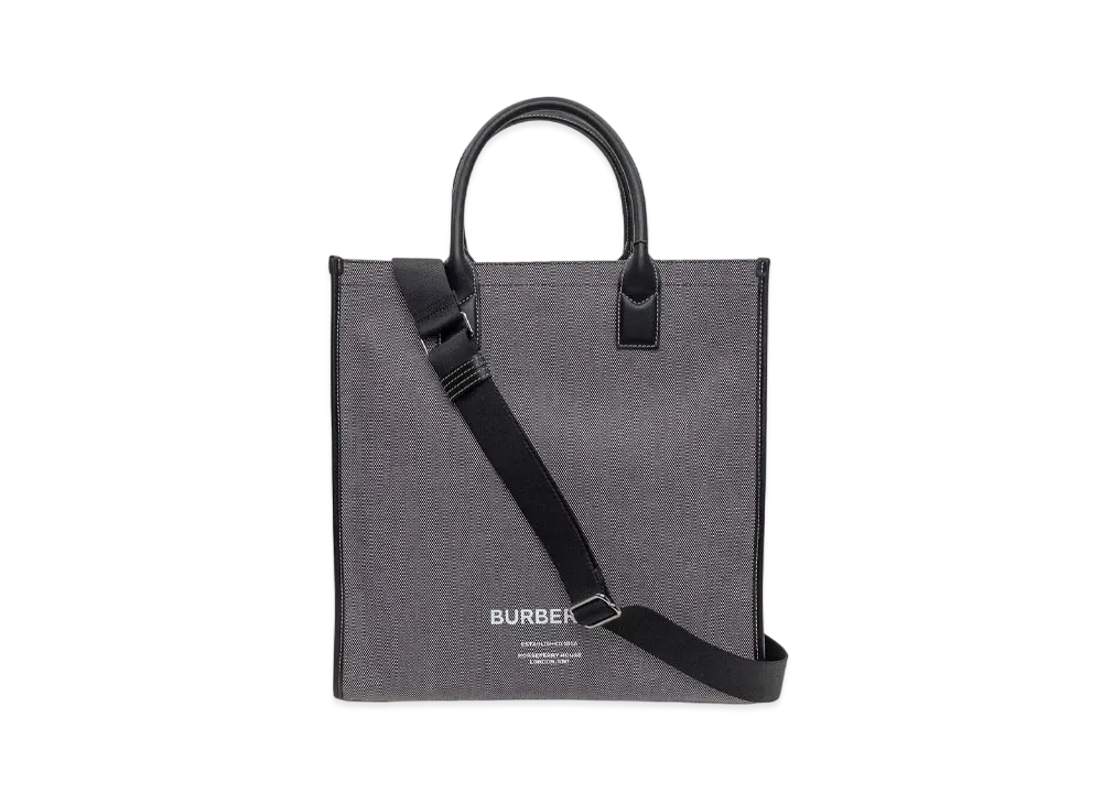 Burberry Horse Ferry Print Cotton Canvas Tote "Black/Grey"