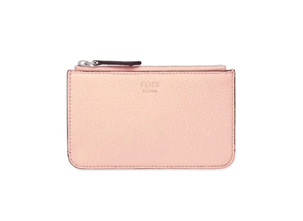 FENDI Key Case Leather Slim Clutch "Pink"