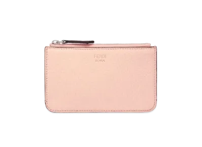 FENDI Key Case Leather Slim Clutch "Pink"