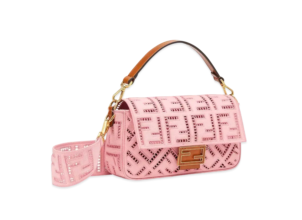 FENDI Baguette Canvas Bag with Embroidery "Pink"
