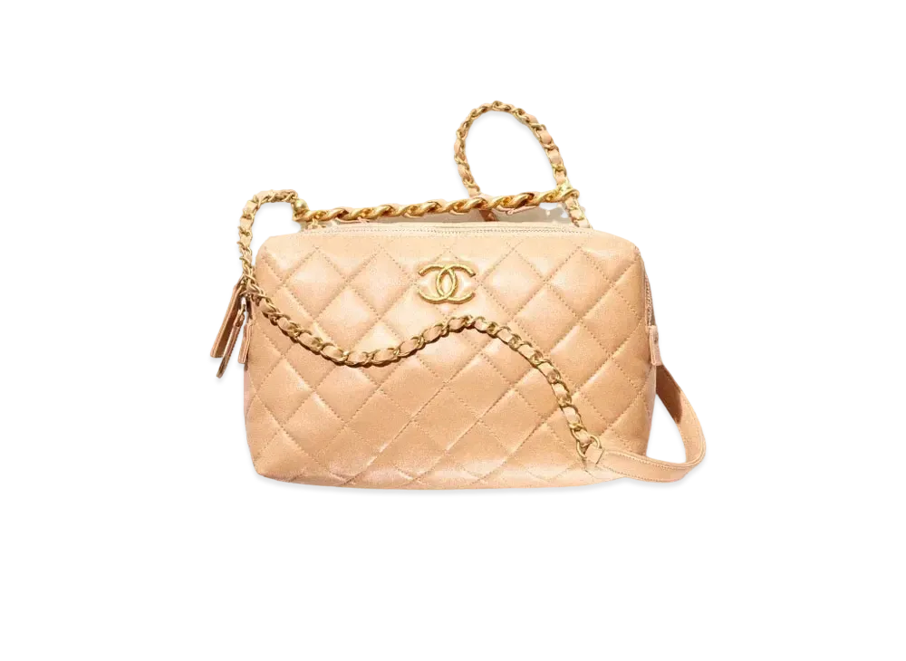 CHANEL Small Bowling Bag Calfskin "Beige"