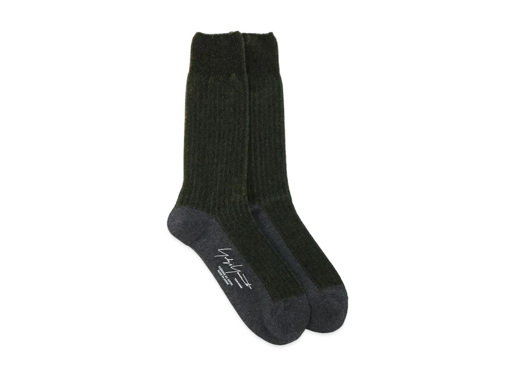 Yohji Yamamoto Pour Homme MOLE STITCH RIB SOCKS "Khaki"