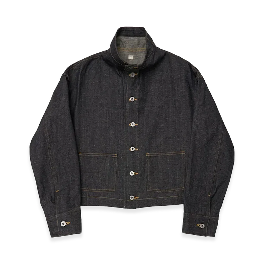 T.T Taiga Takahashi Women's Funnel Neck Denim Coverall Jacket "Raw Indigo"