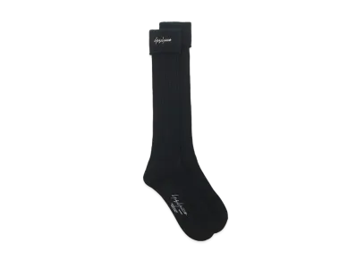 Yohji Yamamoto Pour Homme 30/2 COTTON COMBED CHUNKY RIB LONG SOCKS "Black"