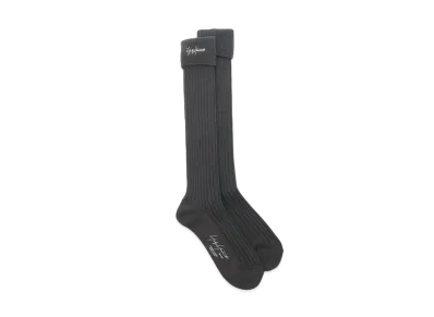 Yohji Yamamoto Pour Homme 30/2 COTTON COMBED CHUNKY RIB LONG SOCKS "Grey"
