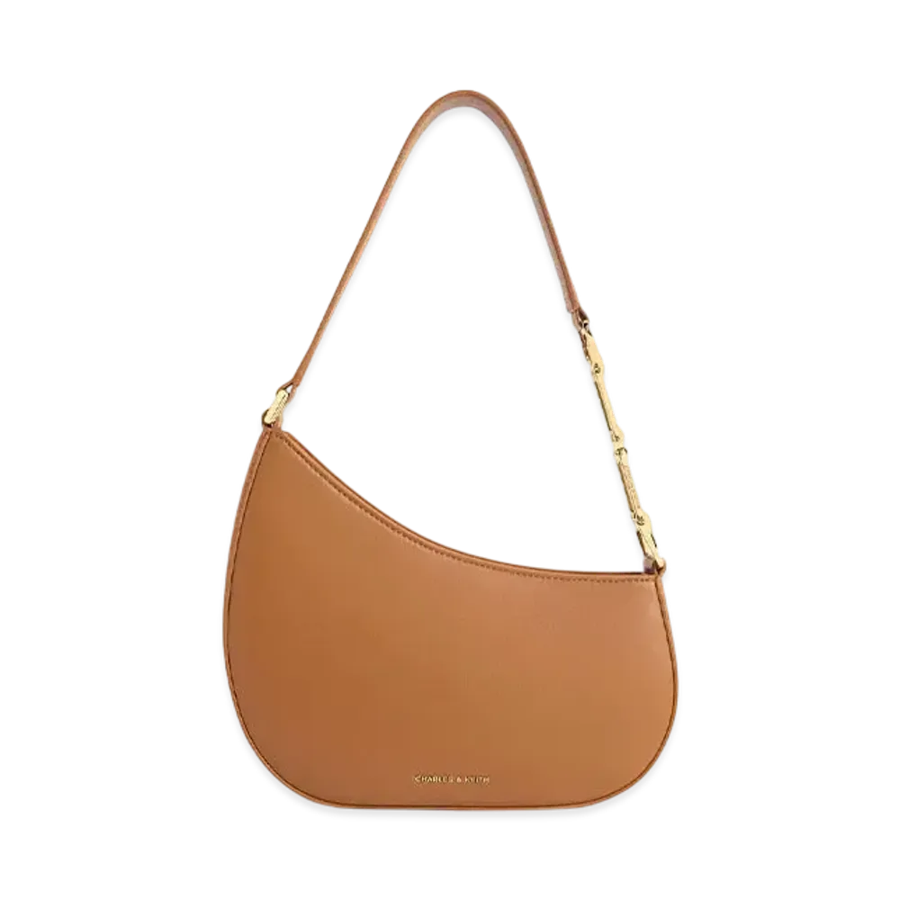 CHARLES & KEITH Asymmetric Shoulder Bag "Brown"