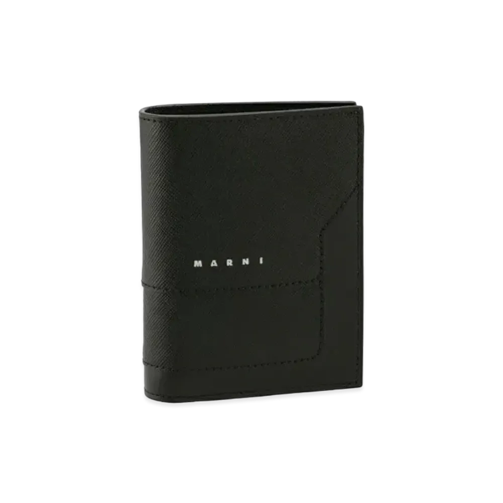 Marni Black Saffiano And Calf Bi-Fold Wallet "Black"