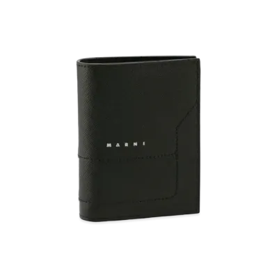 Marni Black Saffiano And Calf Bi-Fold Wallet "Black"