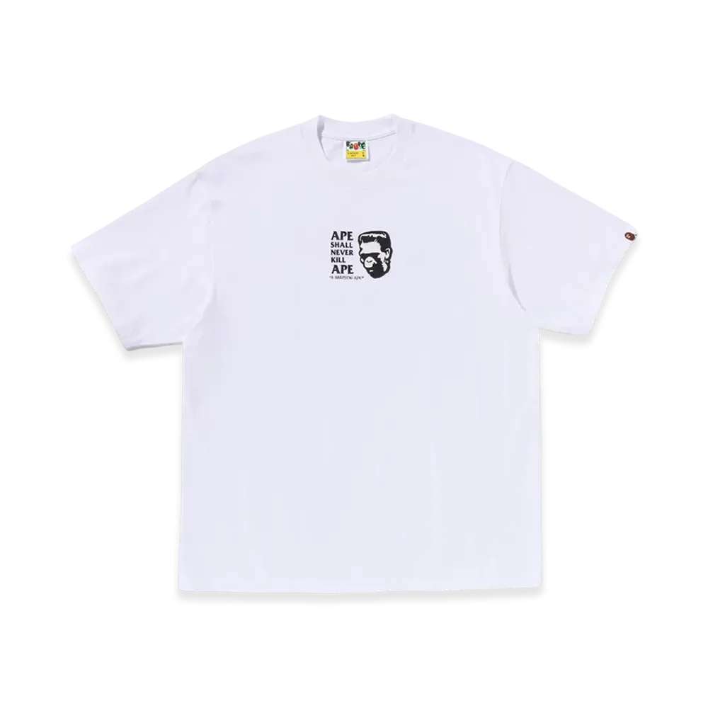 A BATHING APE Frankenstein Bape Logo Relaxed Fit Tee "White"
