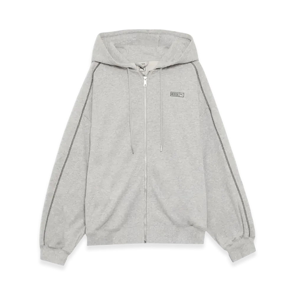 PUMA x BLACKPINK ROSE T7 Oversized Full-Zip Hoodie "Flat Light Gray Heather"