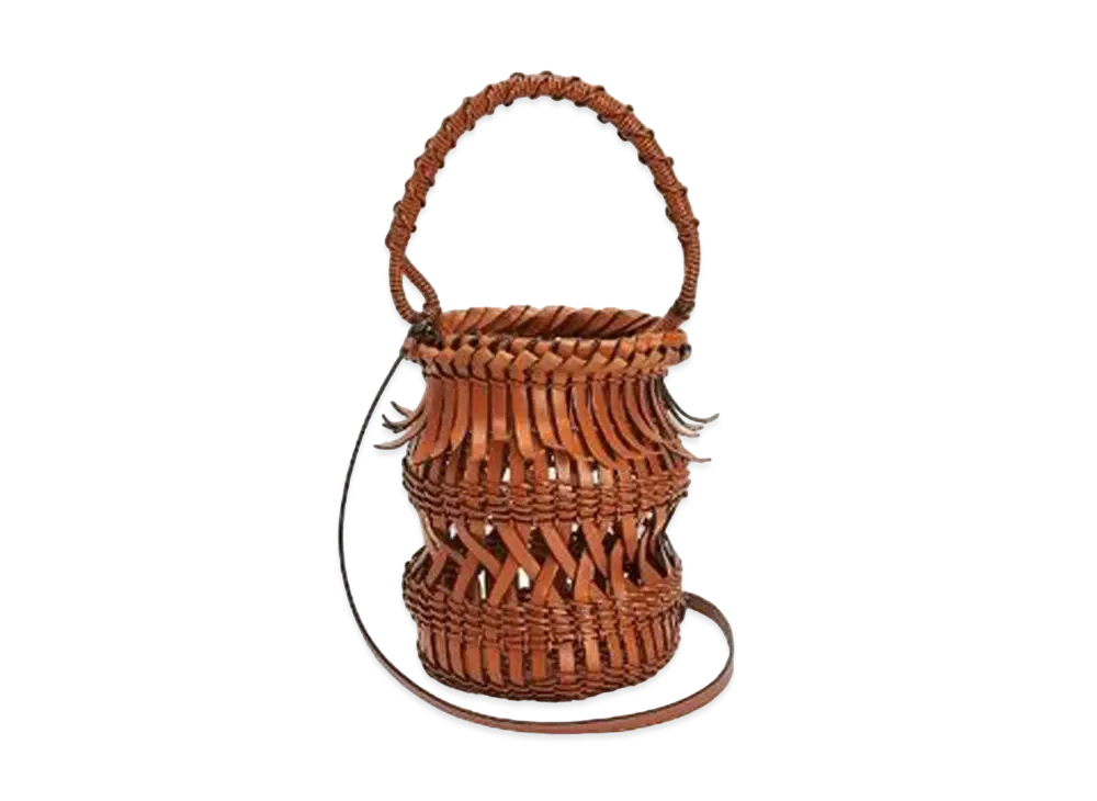 LOEWE Fringes Bucket Bag In Calfskin "Tan"