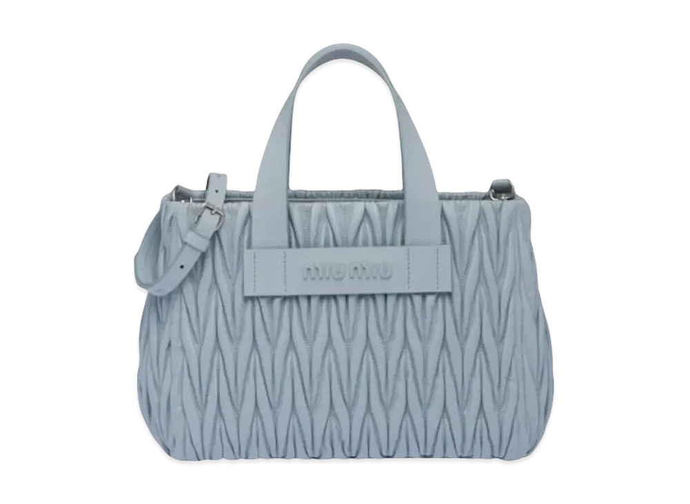 MIU MIU Materasse Leather Handbag "Sky Blue"