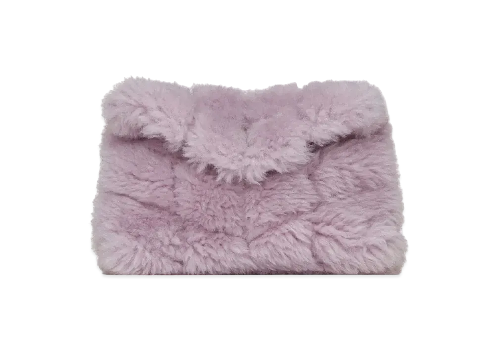 SAINT LAURENT Puffer Small Pouch In Quilted Shearling And Lambskin "Lila"