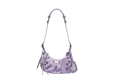 BALENCIAGA Le Cagole XS Shoulder Bag Crocodile Embossed "Purple"