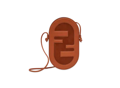 FENDI 12 Pro Von Holder Leather Pouch "Brown"