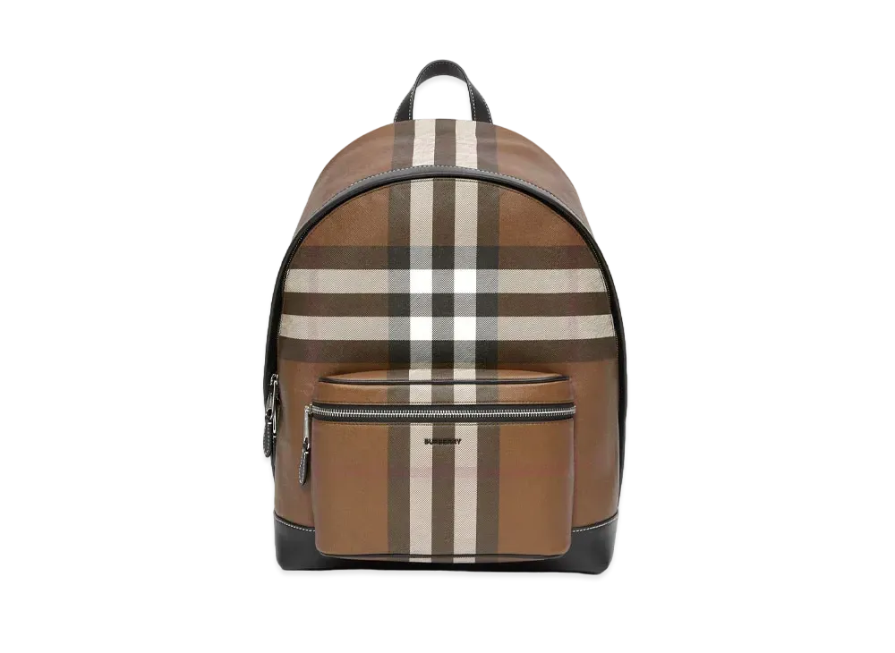 Burberry Check & Leather Backpack "Dark Barch Brown"