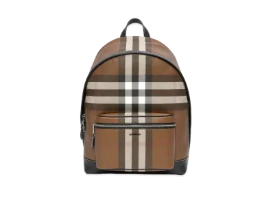 Burberry Check & Leather Backpack "Dark Barch Brown"