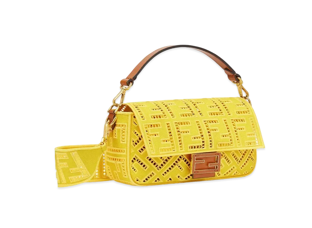 FENDI Baguette Canvas Bag With Embroidery "Yellow"