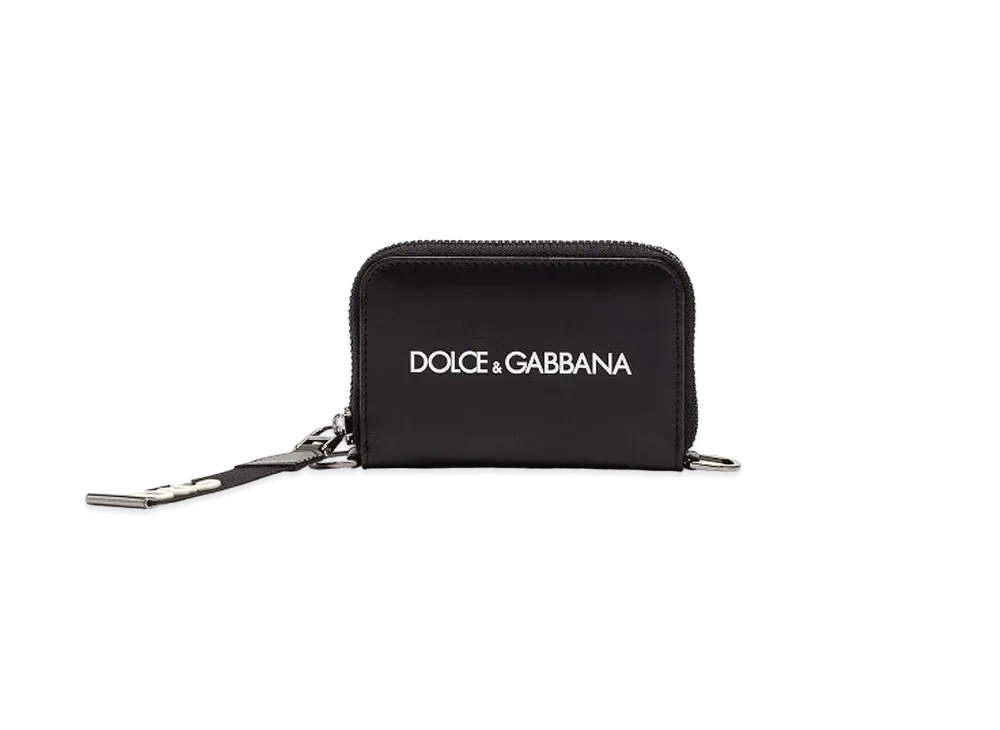 Dolce&Gabbana Mini Zip Around Wallet Calfskin Printlog "Black"