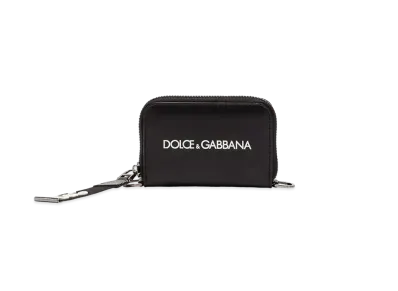 Dolce&Gabbana Mini Zip Around Wallet Calfskin Printlog "Black"
