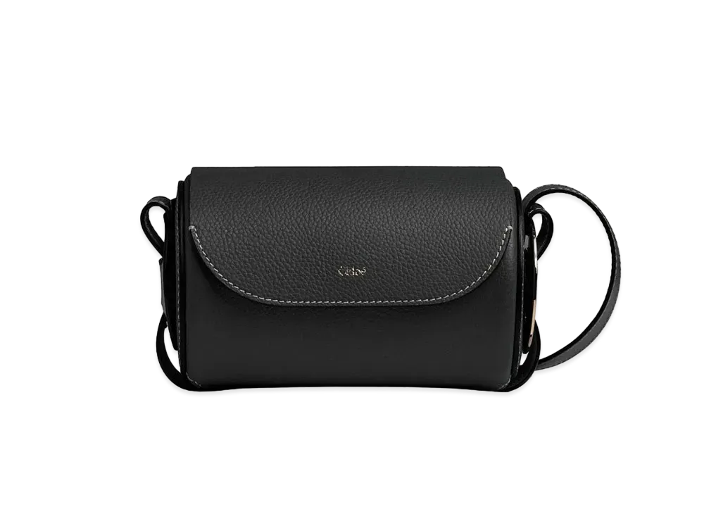 Chloe Darryl Mini Bag In Grained & Smooth Calfskin "Black"