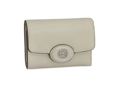 TORY BURCH Women's Robinson Pebbled Small Wallet "Green"