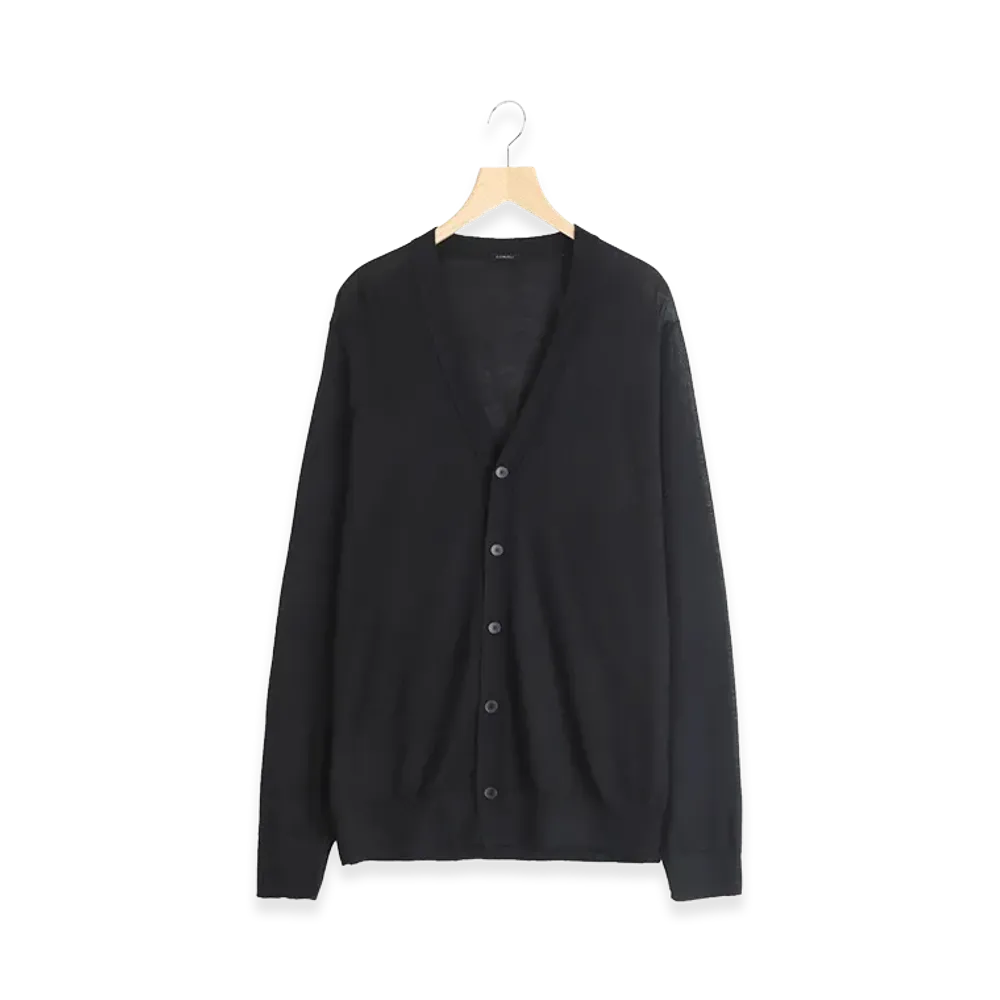 COMOLI Cashmere V-neck Cardigan "Black"