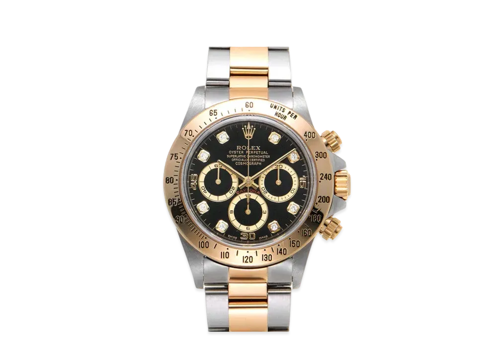ROLEX Cosmograph Daytona 8P Diamonds "Black/Stainless Steel/Yellow Gold"