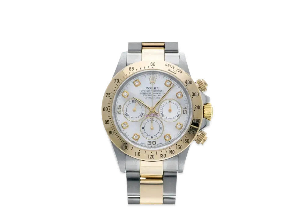 ROLEX Cosmograph Daytona 8P Diamonds "White Shell/Stainless Steel/Yellow Gold"